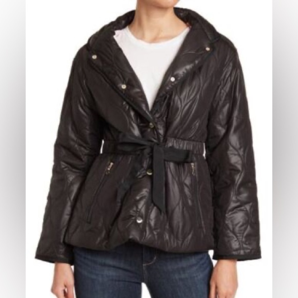 NWT Kate Spade New York Quilted Short Belter Puffer Jacket with Rollout Hood - Picture 2 of 10